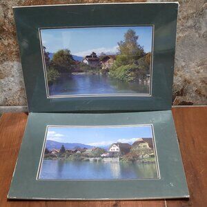 Pair of House By The Seashore Art Print Picture Frame Mat